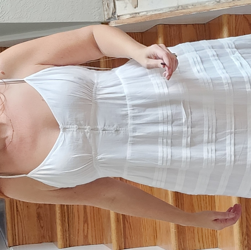 J. Crew White Maxi Dress with Textured Stripes